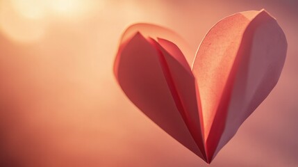 Poster - A delicate paper heart floating against a warm illuminated background