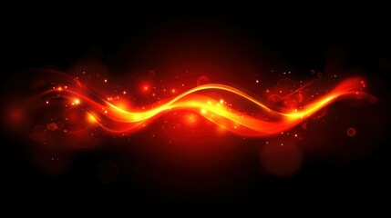 Poster - A bright glowing wavy fire like abstract design on black background