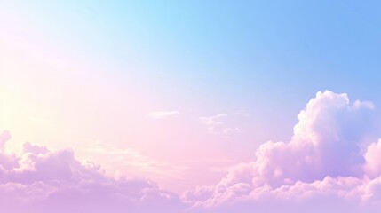 Poster - Beautiful fluffy clouds over a sky with blue pink and white colors
