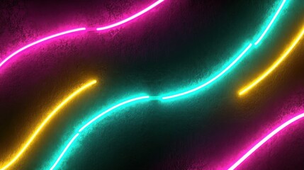Poster - Glowing neon light curves create an abstract modern background image