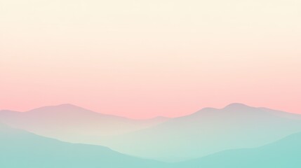 Poster - Simple color gradient of mountains fading into the pastel sky
