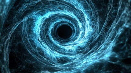 Poster - A swirling tunnel of blue light and dark space