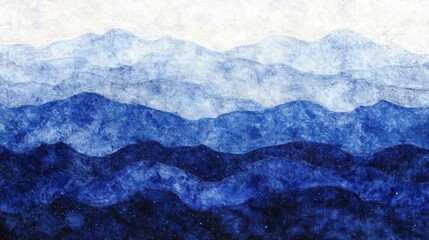 Poster - A gradient of mountains creating abstract blue and white scenery