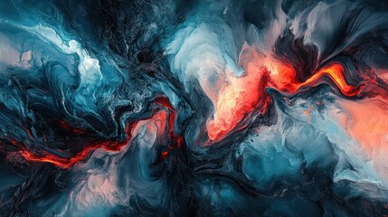 Poster - Abstract composition of swirling colored smoke and liquid forms