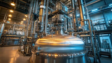Poster - A large industrial processing plant with stainless steel equipment