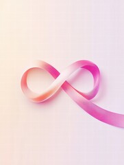 Leinwandbilder - Colorful infinity symbol created with a delicate pink ribbon on a soft pastel background. Generative AI