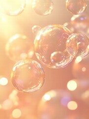 Leinwandbilder - Colorful soap bubbles floating through sunlight, creating a magical atmosphere during a summer celebration. Generative AI