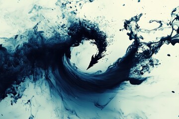 Poster - Dark blue ink swirls creating abstract shapes in a fluid way