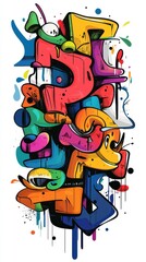 Poster - Abstract colorful graffiti design features multiple overlapping geometric shapes