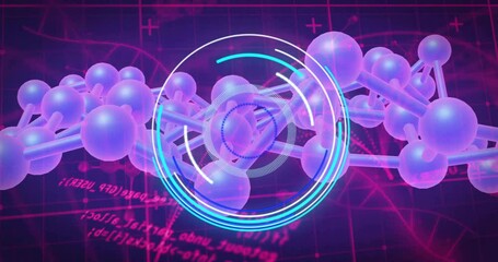 Poster - Animation of glowing circles and mathematical equations on digital interface in school