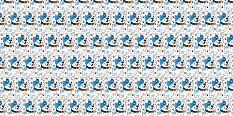 Poster - Seamless Bull Dogs with Paw Print Pattern Isolated on a Transparent Background