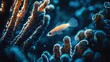 © harryaishi - Small orange fish swimming near coral reef.