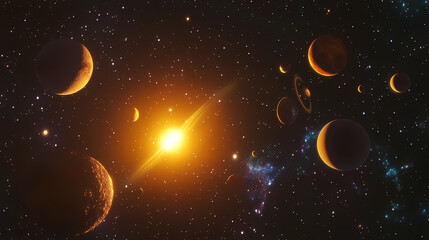 Wall Mural - a mesmerizing stock photo featuring a celestial scene with colorful stars, planets, and galaxies in 