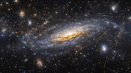 Wall Mural - A vast expanse of inky blackness dotted with a multitude of twinkling stars above a celestial canvas, galaxy, dark space. Celestial - Sky. Illustration