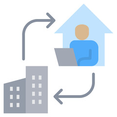 Poster - Hybrid Work Flat Icon