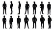 © Myimages - collection of different silhouette male body posing with business working suit, isolated vector