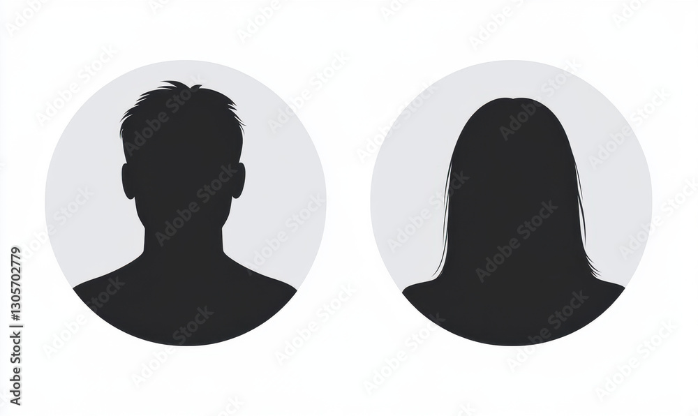 Male and female face silhouette or icon. Man and woman avatar profile ...