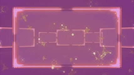 Wall Mural - animation of glowing geometric shapes and abstract patterns on vibrant purple background