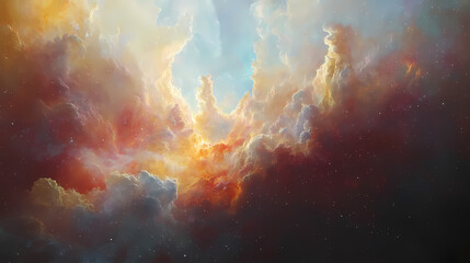 Wall Mural - a mesmerizing stock photo featuring a celestial scene with colorful stars, planets, and galaxies in 