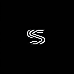 Fototapete - Abstract 'S' symbol design, curved lines, graphic element against black backdrop