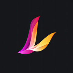 Fototapete - Abstract Shape Flowing on Dark Background with Vibrant Gradient Colors