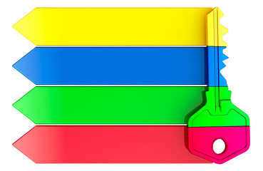 Poster - Key with color levels, business concept. 3d rendering isolated on transparent background
