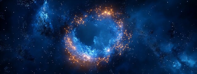 Wall Mural - cosmic nebula with bright, glowing ring.