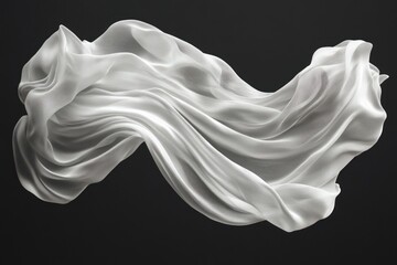 Poster - A delicate white cloth floats against a dark backdrop, beautifully showcasing its texture and form, evoking calmness and elegance