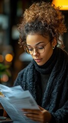 Fototapete - A social worker engages with a young adult, offering guidance and support while reviewing important documents in a warm, inviting office environment