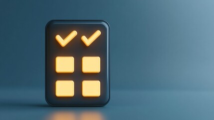 3D Render of Checklist App Icon with Completed Tasks