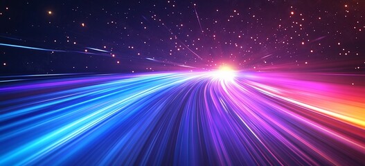 Wall Mural - abstract light trails on a road at night, conveying speed and movement.