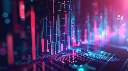 Poster - abstract digital data visualization with vibrant colors and patterns