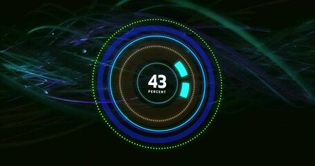 Aufkleber - Animation showing circular progress indicator at 51 percent with glowing dynamic lines