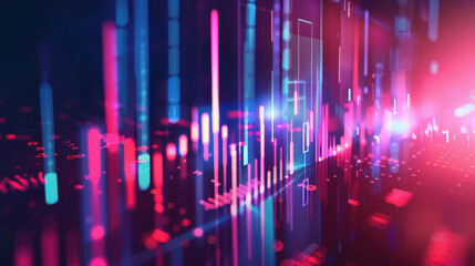 Poster - abstract digital data visualization with colorful graphs and charts, representing financial trends a