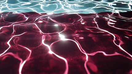 Wall Mural - abstract underwater scene with red and blue water, showing light reflections and ripples.