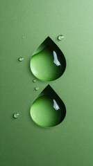 Aufkleber - Transparent water drops are creating a beautiful pattern on a green background, ideal for backgrounds and graphic projects