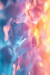 Poster - Abstract colorful background with smooth flowing shapes in shades of blue, pink, and orange, creating a sense of depth and motion in a visually striking design