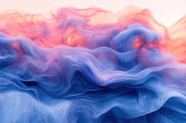 Poster - Abstract colorful clouds in shades of pink, orange, and blue creating a surreal dreamlike landscape with flowing textures and soft gradients