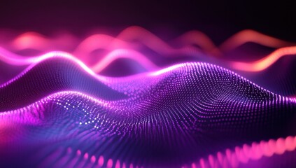 Aufkleber - Abstract colorful wave composition with dynamic flow of glowing particles and vibrant light, creating a visually stunning background and texture