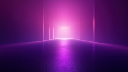 Poster - Abstract Futuristic Tunnel with Purple and Pink Light Source, Creating Depth and Mystery in a Dimly Lit Space, Ideal for Digital Art and Backgrounds