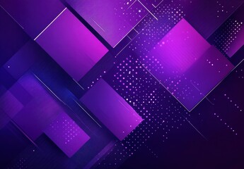 Aufkleber - Abstract geometric background with vibrant purple tones, square shapes, and glowing dots, creating a modern and dynamic visual texture for design projects