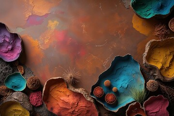 Wall Mural - Earthy Brown Background with Colorful Tones and Organic Texture