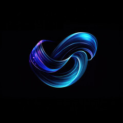 Fototapete - Curving, flowing, luminous strands of light over a simple dark background