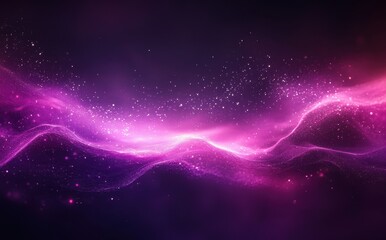 Poster - Abstract Purple and Pink Waves with Sparkling Stars in a Cosmic Background for Digital Art and Design Projects