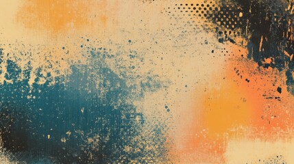 Wall Mural - Backdrop with stylized aged paper featuring halftone layering and faded ink lines