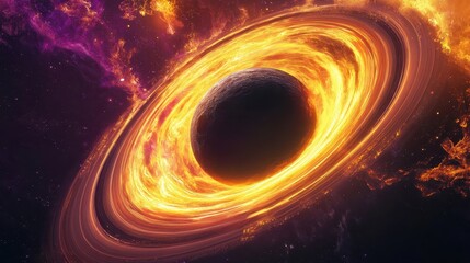 Wall Mural - Backdrop of a glowing black hole with distorted rings and retro comic texture