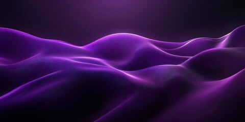 Poster - Abstract purple waves on dark background depicting modern art and digital landscape with smooth curves and fluid shapes for contemporary design projects