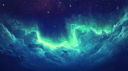 Wall Mural - vivid aurora wallpaper with neon streaks halftone stars and a soft glowing night sky