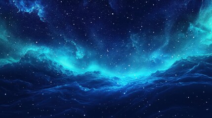 Wall Mural - Vivid aurora wallpaper with neon streaks halftone stars and a grainy-textured night sky