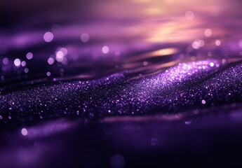 Poster - Abstract shimmering water surface with purple hues and bokeh effect, creating a tranquil and dreamy atmosphere for artistic backgrounds or designs